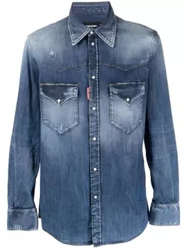 Dsquared2 distressed denim shirt, синий