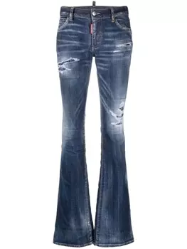 Dsquared2 distressed flared jeans, синий