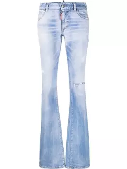 Dsquared2 distressed flared jeans, синий