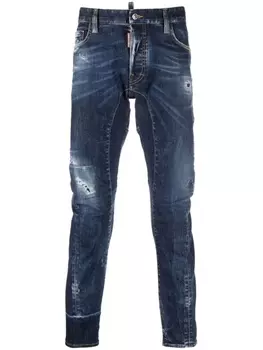 Dsquared2 distressed skinny jeans, синий