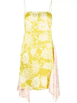 Dsquared2 драпированное платье с цветочным принтом, желтый
