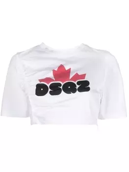 Dsquared2 DSQ2- print cropped T-shirt, белый