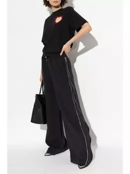 Dsquared2 dSQUARED2 брюки палаццо из хлопка с молнией по бокам, черный