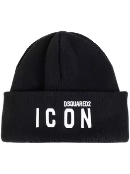 Dsquared2 dSQUARED2 шапка-бини с логотипом, вязка интарсия, черный