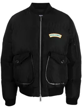 Dsquared2 дутый бомбер с логотипом, черный