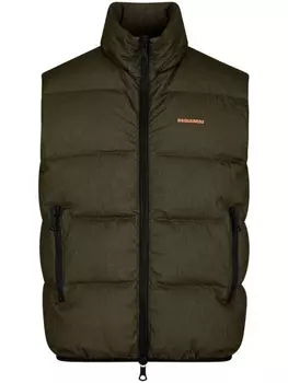 Dsquared2 дутый жилет с вышитым логотипом, зеленый