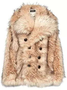 DSQUARED2 двубортная шуба из искусственного меха, нейтральный цвет