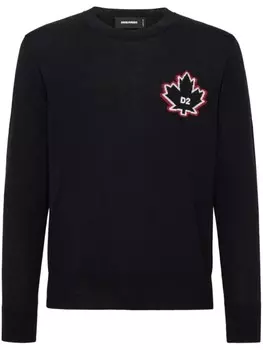 DSQUARED2 джемпер D2 Leaf вязки интарсия, черный