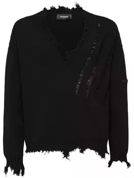 Dsquared2 джемпер с эффектом потертости, черный