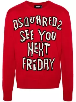 Dsquared2 джемпер с логотипом, связанный интарсией, красный