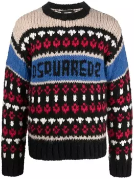 Dsquared2 джемпер в технике кроше со вставками, черный