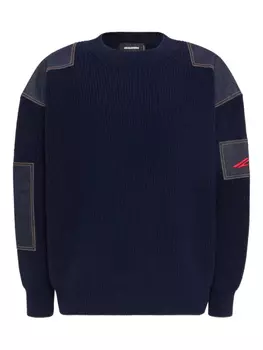 DSQUARED2 джемпер в технике пэчворк, синий