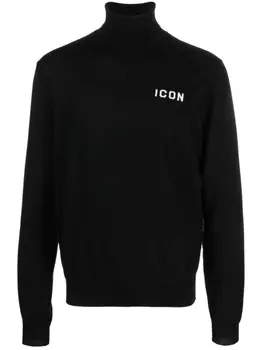 Dsquared2 джемпер вязки интарсия с высоким воротником, черный
