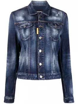 DSQUARED2 джинсовая куртка Icon с эффектом разбрызганной краски, синий