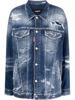Dsquared2 джинсовая куртка с эффектом потертости, синий