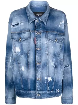 Dsquared2 джинсовая куртка с эффектом потертости, синий