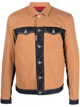 Dsquared2 джинсовая куртка со вставками, коричневый