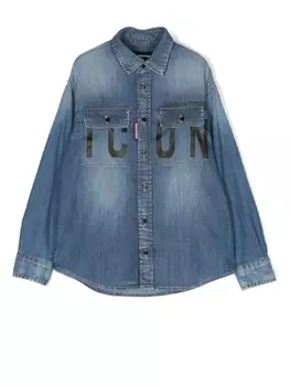 Dsquared2 джинсовая рубашка Icon с логотипом, синий