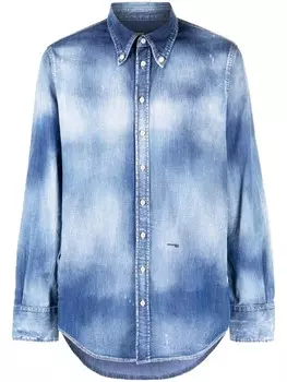 DSQUARED2 джинсовая рубашка с принтом тай-дай, синий