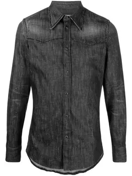 DSQUARED2 джинсовая рубашка с заостренным воротником, черный