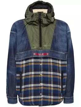 DSQUARED2 джинсовая рубашка со вставками, синий