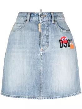 Dsquared2 джинсовая юбка из коллаборации с Pac-Man, синий