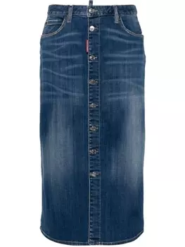Dsquared2 джинсовая юбка миди, черный