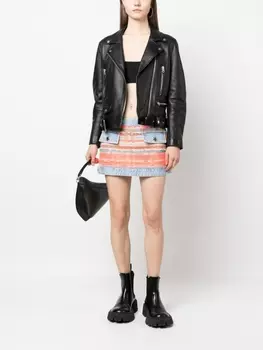Dsquared2 джинсовая юбка мини со вставкой из твида, синий