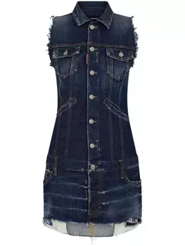 Dsquared2 джинсовое платье мини без рукавов, синий