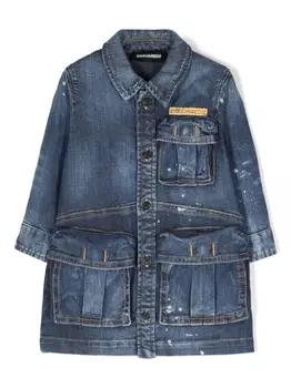 Dsquared2 джинсовое платье с эффектом разбрызганной краски, синий