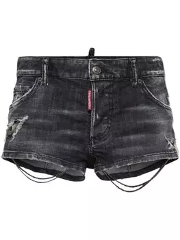 DSQUARED2 джинсовые мини-шорты с цепочками, черный
