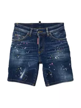Dsquared2 джинсовые шорты Commando с эффектом разбрызганной краски, синий