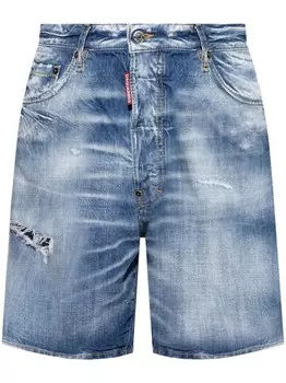 Dsquared2 джинсовые шорты с эффектом потертости и логотипом, синий