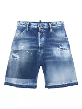 DSQUARED2 джинсовые шорты с прорезями, синий