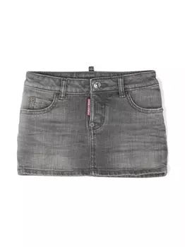 Dsquared2 джинсовые юбка мини с эффектом потертости, серый