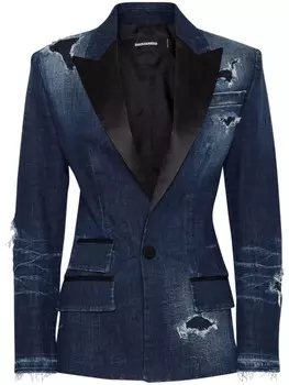 DSQUARED2 джинсовый пиджак с эффектом потертости, синий