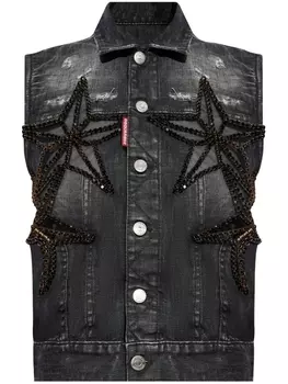 Dsquared2 джинсовый жилет с кристаллами, серый