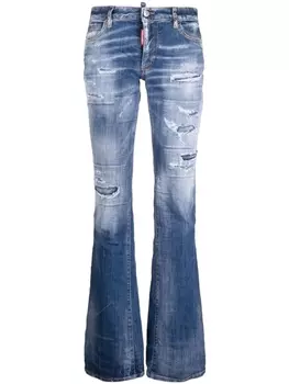 Dsquared2 джинсы bootcut с эффектом потертости, синий