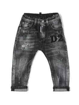 Dsquared2 джинсы из вареного денима с нашивкой-логотипом, черный