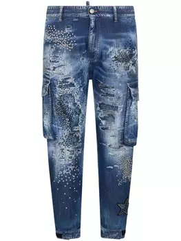 Dsquared2 джинсы карго с эффектом потертости, синий