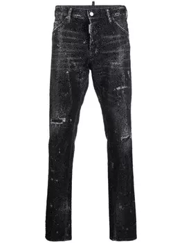 Dsquared2 джинсы прямого кроя с кристаллами, черный