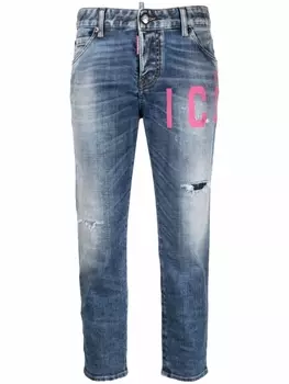 Dsquared2 джинсы прямого кроя с принтом Icon, синий