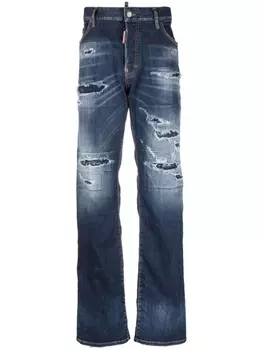 Dsquared2 джинсы прямого кроя с прорезями, синий