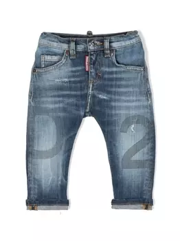 Dsquared2 джинсы с эффектом потертости и логотипом, синий