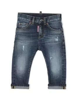 Dsquared2 джинсы с эффектом потертости и нашивкой-логотипом, синий