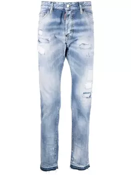 Dsquared2 джинсы с эффектом потертости и нашивкой-логотипом, синий