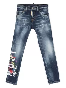 Dsquared2 джинсы с эффектом разбрызганной краски и логотипом, синий