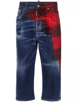 DSQUARED2 джинсы с клетчатой вставкой, синий