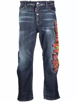 Dsquared2 джинсы с принтом граффити, синий