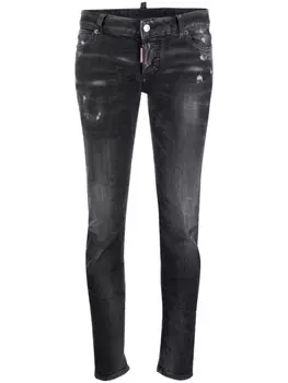 Dsquared2 джинсы с заниженной талией и эффектом потертости, черный